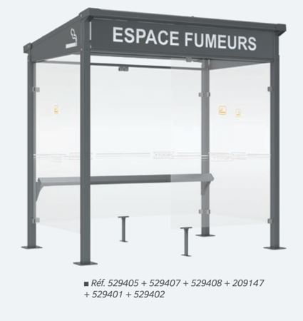 Abri fumeur immédiatement reconnaissable grâce à son élégant coupe-vent signalétique en option - MILAN_0