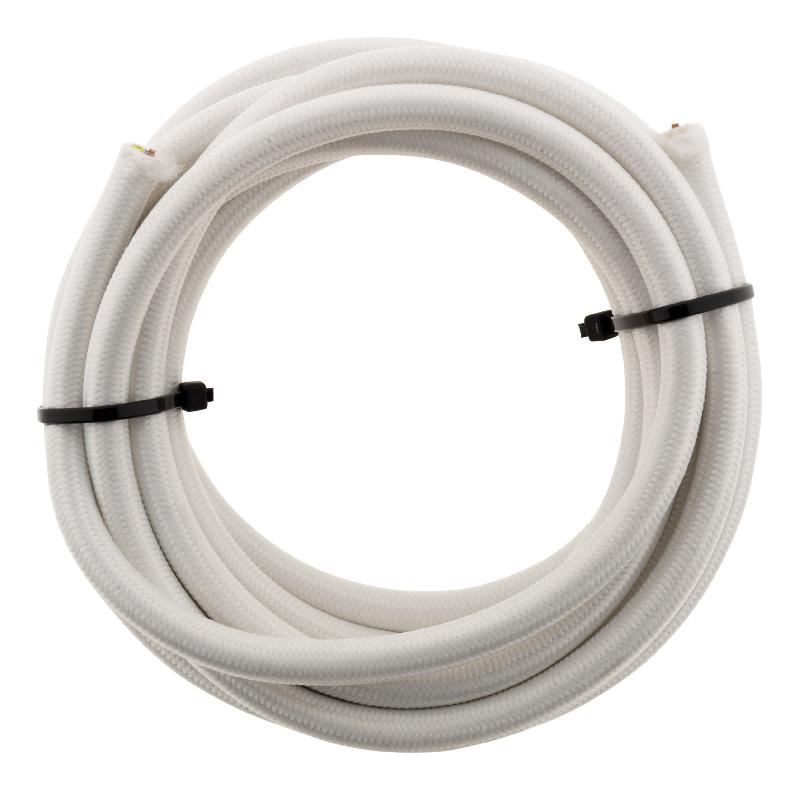 Câble textile 3G1 Blanc - Longueur 3m - Puissance max 3680W - Certifié CE - Marque Elexity_0