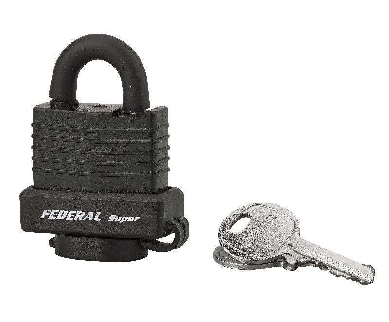 Cadenas à clé Sea Line 35 mm noir - Corps laiton gainé PVC - Anse inox anticorrosion - Double verrouillage par billes inox_0