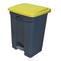 CAMBRO - wbfc68l-229 - corbeille à papier 68l avec bouton et couvercle - 63,5 x 47,6 x 38,1 cm - base grise et couvercle jaune - gris plastique wbfc6_0