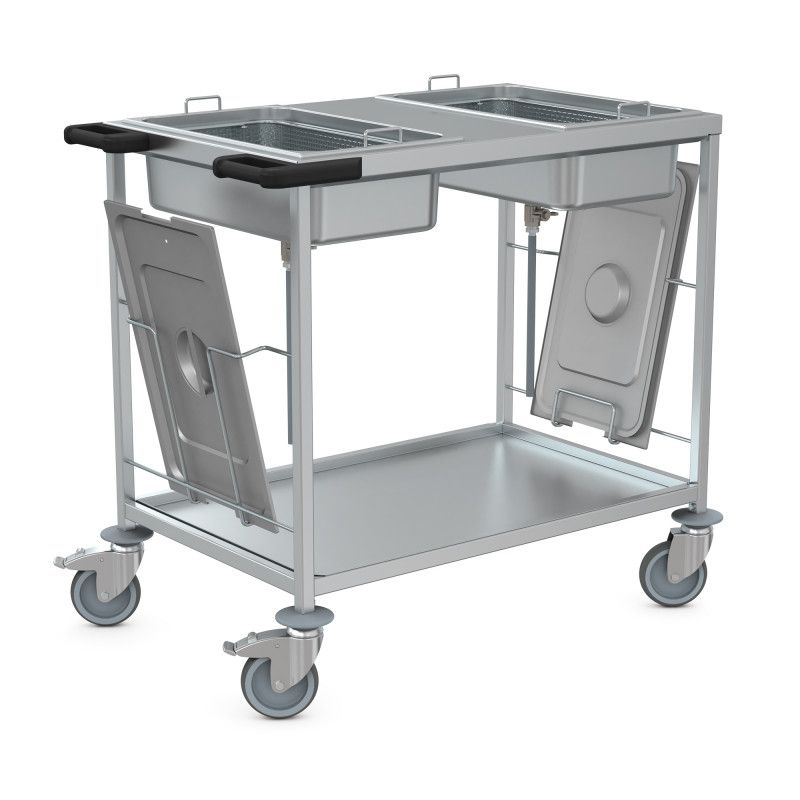 Chariot Prion - Chariot médical en acier inoxydable Hupfer - Dimensions conteneur 530 × 325 mm_0