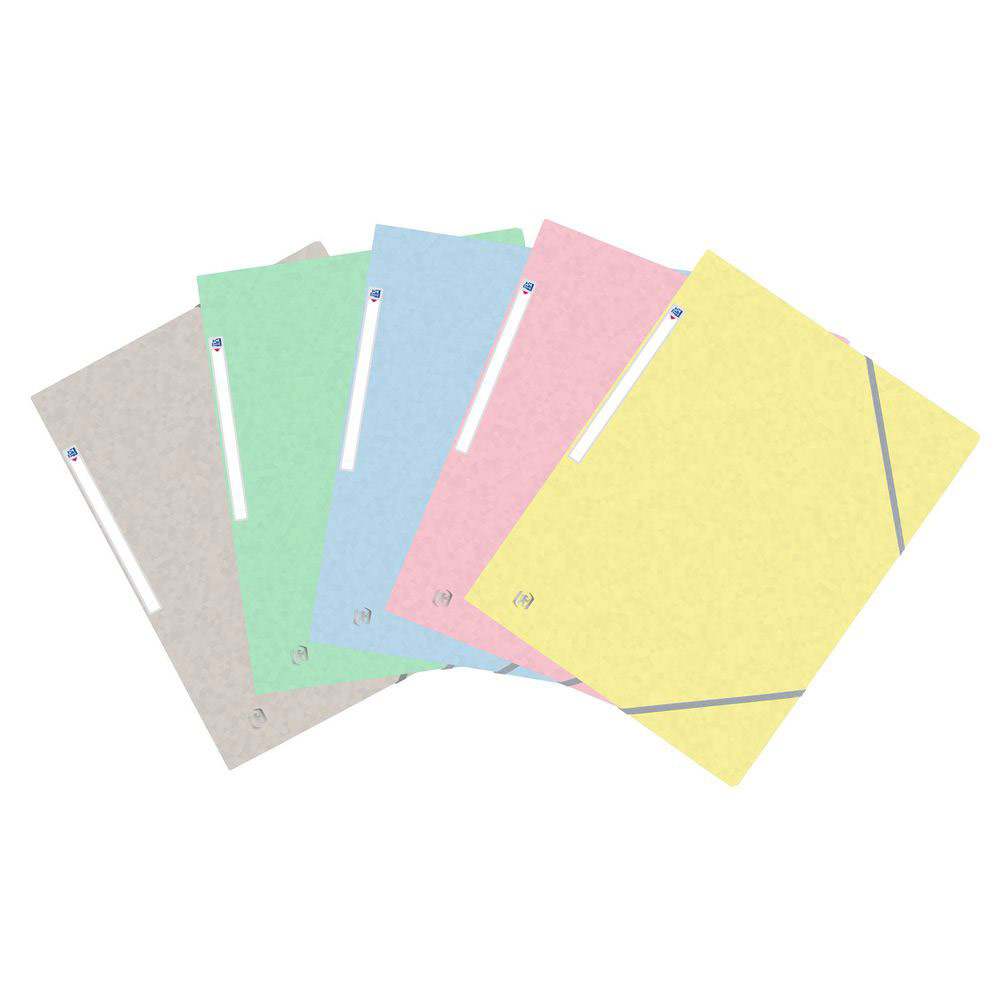 CHEMISES 3 RABATS A ELASTIQUES OXFORD TOP FILE + A4 - COLORIS ASSORTIS PASTEL  - LOT DE 10