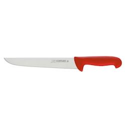 Couteau boucher 240 mm rouge - modèle Carbon - acier inoxydable - Comas_0
