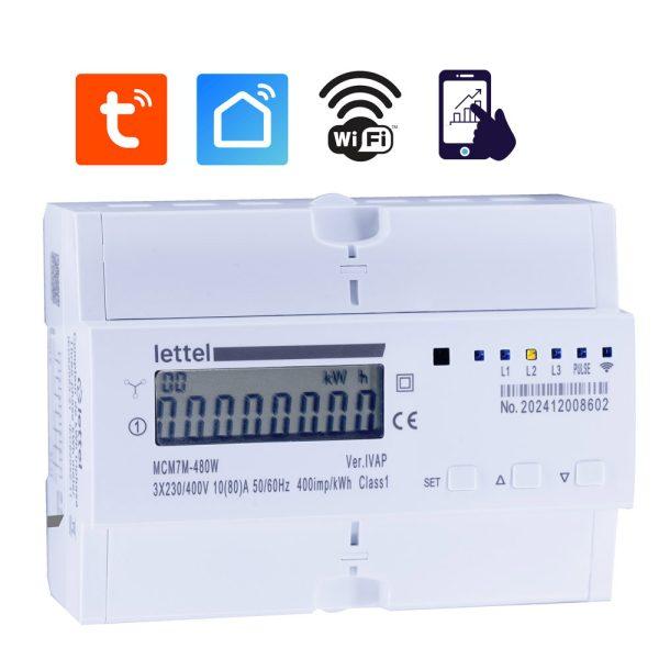 Compteur monophasé multimesure tétra 3x 80A. Com Wifi et appli smartphone. - LETTEL - MCM7M-480W_0