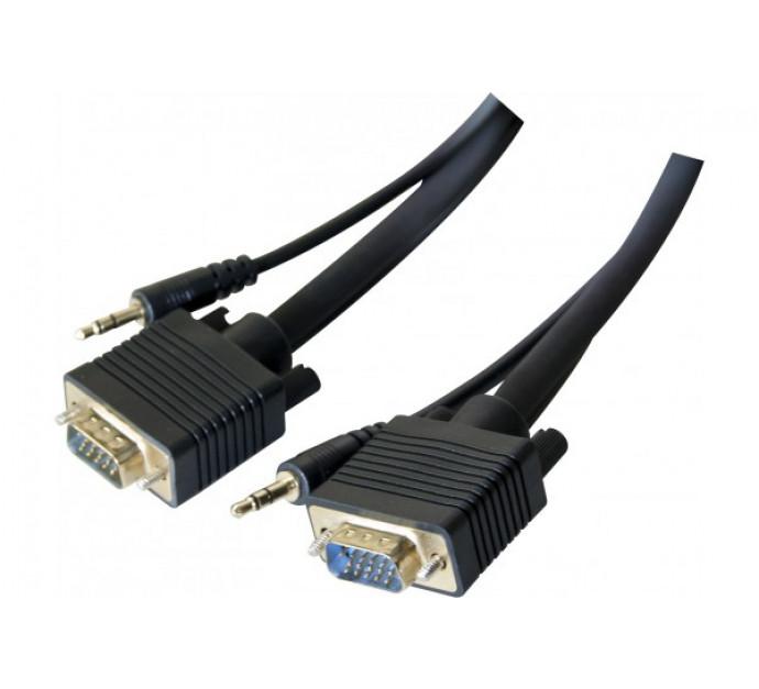 Cordon écran SVGA + audio - 10m - Connecteurs HD15 et Jack 3,5 mm dorés_0