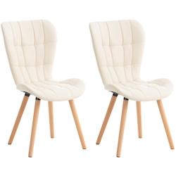 Décoshop26 - Lot de 2 chaises de salle à manger dossier haut coutures décoratives assise en PVC crème 10_0001640 - 3000250592079_0