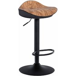 Décoshop26 - Tabouret de bar x1 forme ergonomique en PVC couleur bois et pieds en métal noir 10_0004529 - noir 3000252158648_0