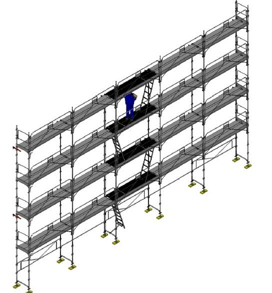 Échafaudage de façade en acier galvanisé DACAME DUO 45 - 15m x 10m de travail avec garde-corps monobloc_0