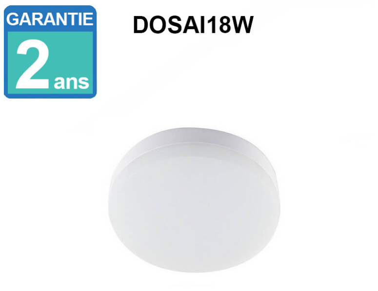 Plafonnier LED 18W saillie rond - 120° - réf DOSAI18W4K - lumière 4000K - aluminium - Φ180xH55mm_0