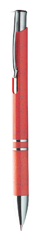 Stylo à bille en paille de blé - plastique avec pièces métalliques - encre bleue - couleur rouge_0