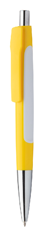 Stylo à bille en plastique - large clip personnalisable - encre bleue - couleur jaune - 10g_0