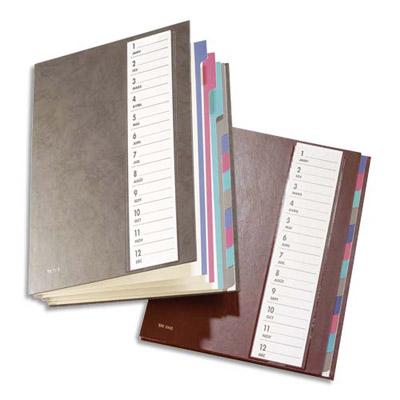 TRIEUR MON DOSSIER - 12 COMPARTIMENTS - FORMAT 24,5X32 CM - COLORIS BORDEAUX