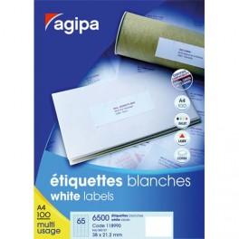 AGIPA BOÎTE DE 1400 ÉTIQUETTES BLANCHES 99,1X38,1 IMPRESSION LASER COPIEUR ET JET D ENCRE 118986