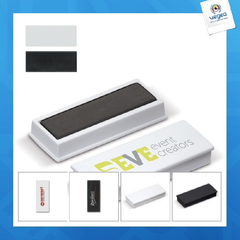 Aimant publicitaire rectangulaire Vegea - coque en plastique PS - aimant ferrite - 55x22x9mm - personnalisation possible_0