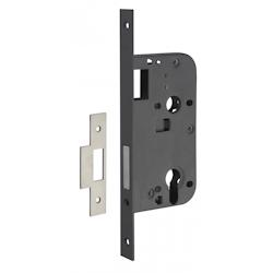Boitier de serrure encastrable à cylindre pour porte d'entrée, axe 50mm, bouts carrés, pêne dormant seul  - THIRARD - gris 3150260097061_0
