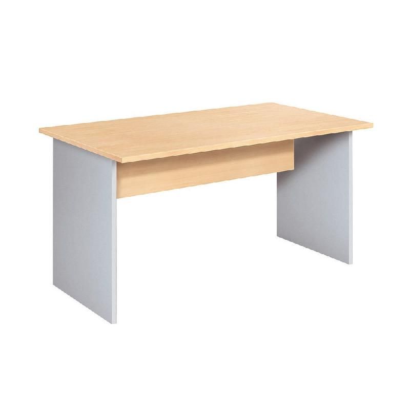 BUREAU DROIT PRONTO HÊTRE - L. 140 X P. 80 CM - PLATEAU HÊTRE - PIEDS PLEINS ALUMINIUM