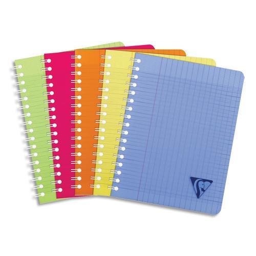 CAHIER LINICOLOR SPIRALE EN POLYPROPYLENE 100 PAGES SEYES FORMAT 17X22CM CLAIREFONTAINE - COLORIS ASSORTIS