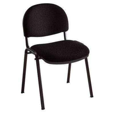 Chaise réunion et visiteur - Bien Assis 2 - Tissu Noir- Pieds Noir - lot de 4_0