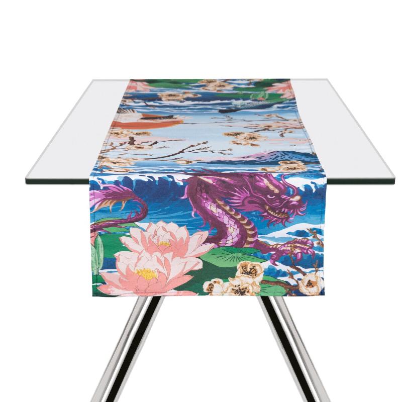 Chemin de table Excelsa Fuji coton 45x140 cm multicolore - multicolore textile 68739_0