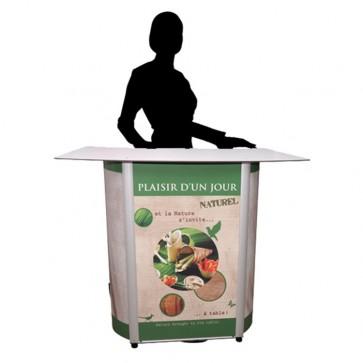 Comptoir Rapido XL - Banque d'accueil personnalisable avec tablette large et 3 faces imprimables_0