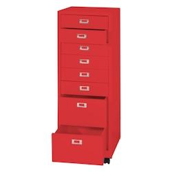 Décoshop26 - Caisson à tiroirs meuble de bureau 115 x 40 x 41 cm 8 tiroirs en acier rouge 04_0008265 - 3000262513093_0
