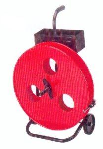 Dévidoir multi-diamètres pour feuillards PP, PET et acier - Avec bac accessoires, roulettes et frein bobine_0