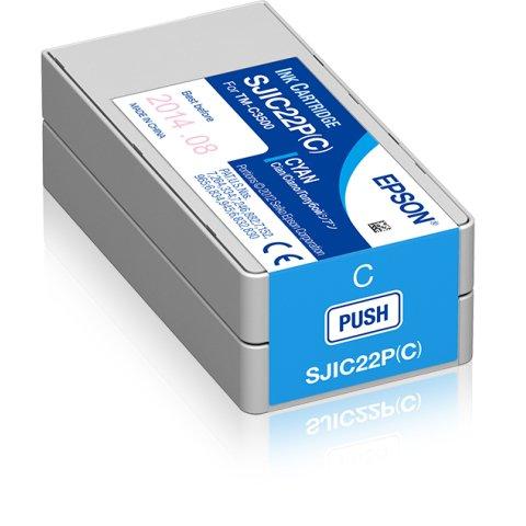 EPSON SJIC22P(C): INK CARTRIDGE FOR COLORWORKS C3500 (CYAN) -  AUTHENTIQUE