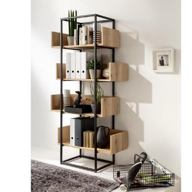 Étagère design couleur chêne miel - 4 plateaux - finition bois véritable - gamme STYLE_0