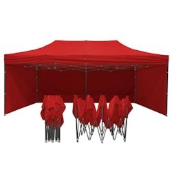 FRANCE BARNUMS - Tente pliante 3x6m avec pack côtés (4 murs) - acier 31mm - polyester 320g/m² - rouge_0