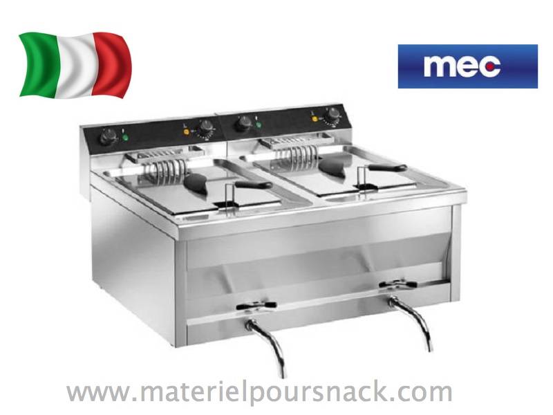 Friteuse électrique 2 x 12 litres - Marque Mec - Modèle FT12+12VB - Fabrication italienne - Acier inox_0