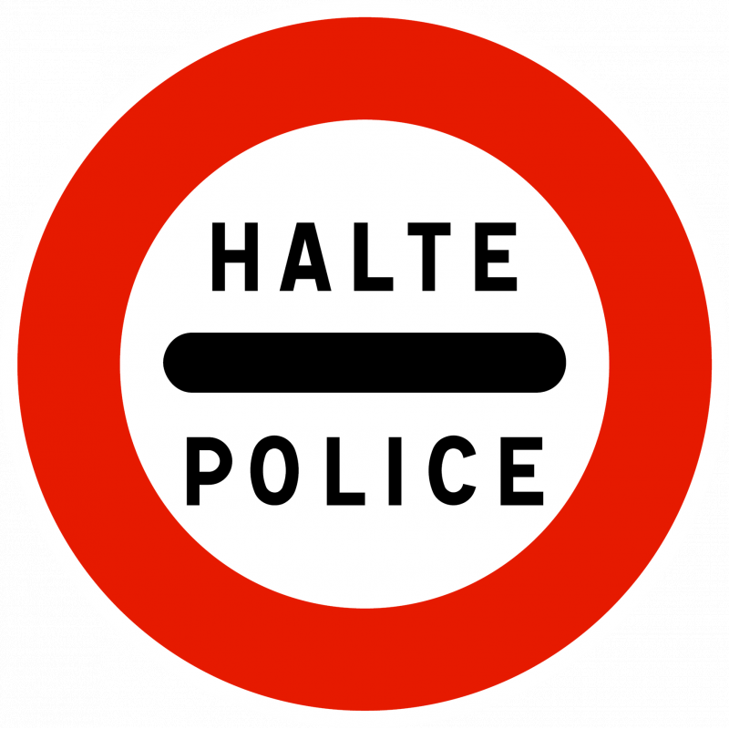 Panneau d'interdiction B5b - Arrêt au poste de police - WP Signalisation_0