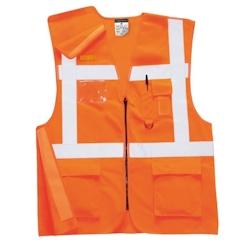 Portwest - Gilet de sécurité orange EXECUTIVE Spécial Rail HV RIS Orange Taille XL - XL orange 5036108169016_0