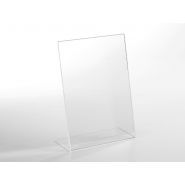 Pv900 - porte-visuel de comptoir en plexiglas transparent - Pluxi - Hauteur totale : 150 mm + pied de 70 mm_0