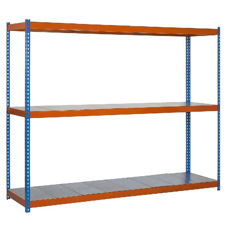 SimonRack Rayonnage industriel, 1500x1200x450 mm, 400 kg au point de flexion, 3 étagères métalliques, Bleu/Orange/Galvanisé- Ecoforte - orange mé_0