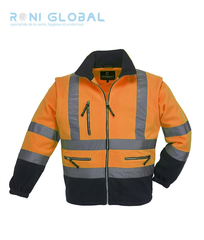 Veste de sécurité 2en1 haute visibilité - Polaire en polyester - 3 poches - Class 3 - Station Coverguard_0