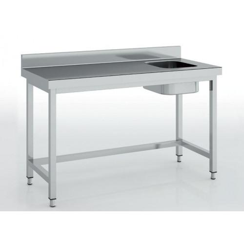 Table de chef en inox 2000x700x600 avec bac à droite - MCCD70-200D_0