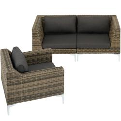 Tectake Ensemble modulable en rotin Villanova ensemble 1, 2 places en aluminium - gris anthracite chiné -404655 - gris aluminium 404655_0