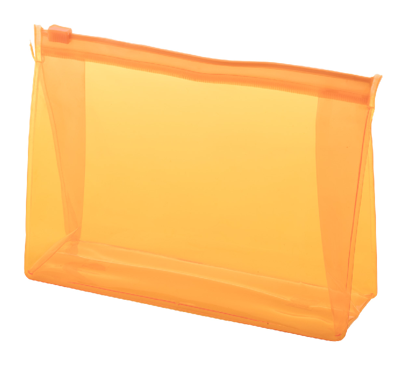 Trousse à maquillage zippée en PVC transparent - couleur orange - poids 24,4 g_0