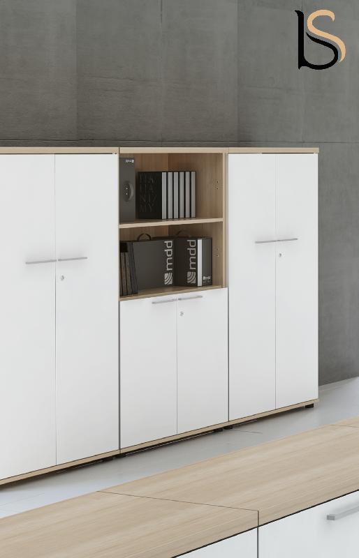 Armoire avec niche bibliothèque - MDD - Blanc_1