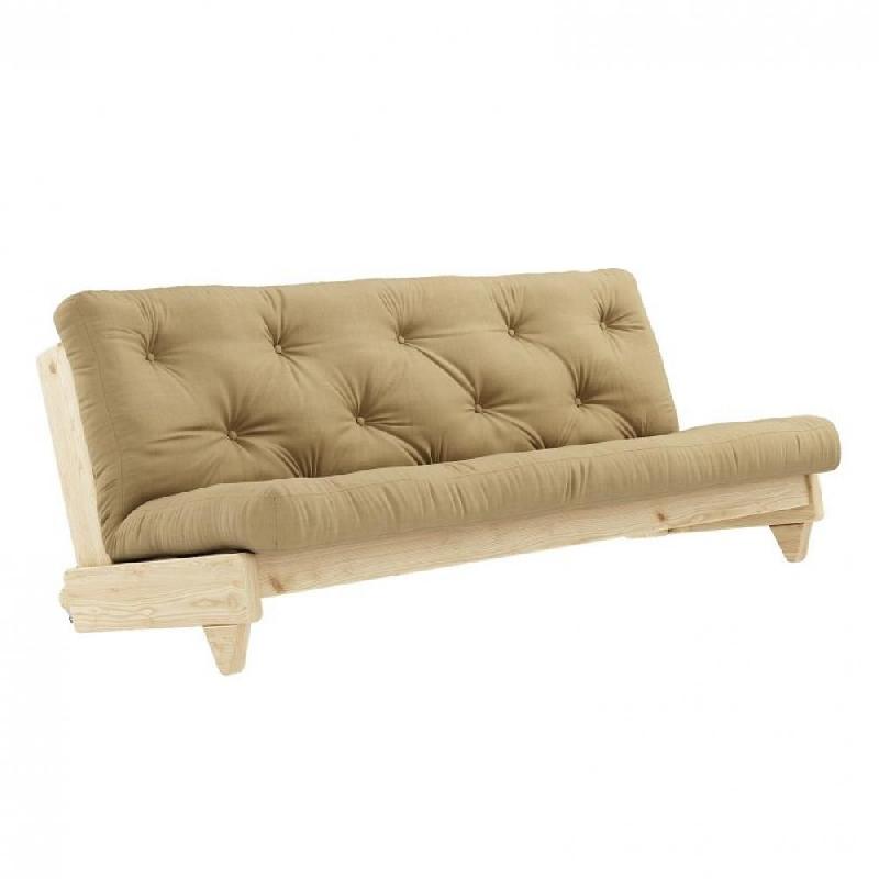 BANQUETTE CONVERTIBLE FRESH PIN COLORIS BEIGE BLÉ COUCHAGE 140*200 CM._0