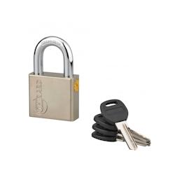 Cadenas à clé Quadra, acier, chantier, anse acier, 50mm, 4 clés - THIRARD - gris 3150260955200_0