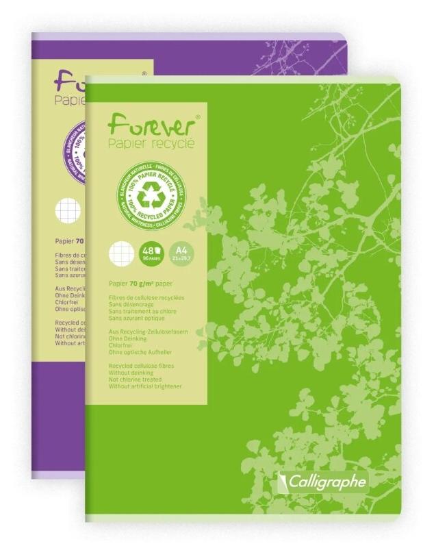 Calligraphe Lot de 10 Cahier Forever A4, 96p./48 feuilles 70 g/m² piquées, quadrillé 5x5, coloris assortis - 3210330171258_0