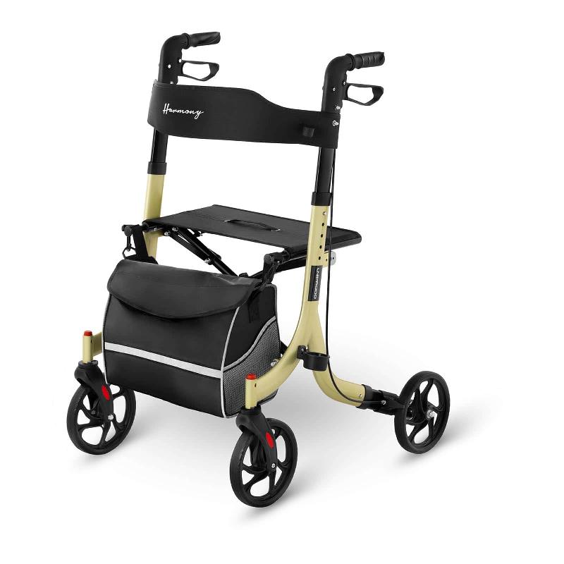 Déambulateur Harmony - Champagne - 136 kg - Pliable avec siège, dossier et porte-canne_0