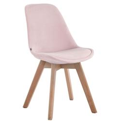 Décoshop26 - Chaise de salle à manger x1  design scandinave en velours rose et piètement à 4 pieds en bois clair 10_0003281 - 3000251495690_0