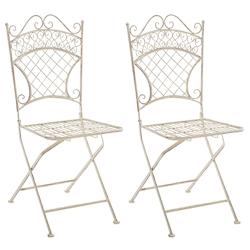 Décoshop26 - Lot de 2 chaises pliables pour jardin terrasse balcon design rustique en métal crème vieilli 10_0002830 - 3000251234886_0