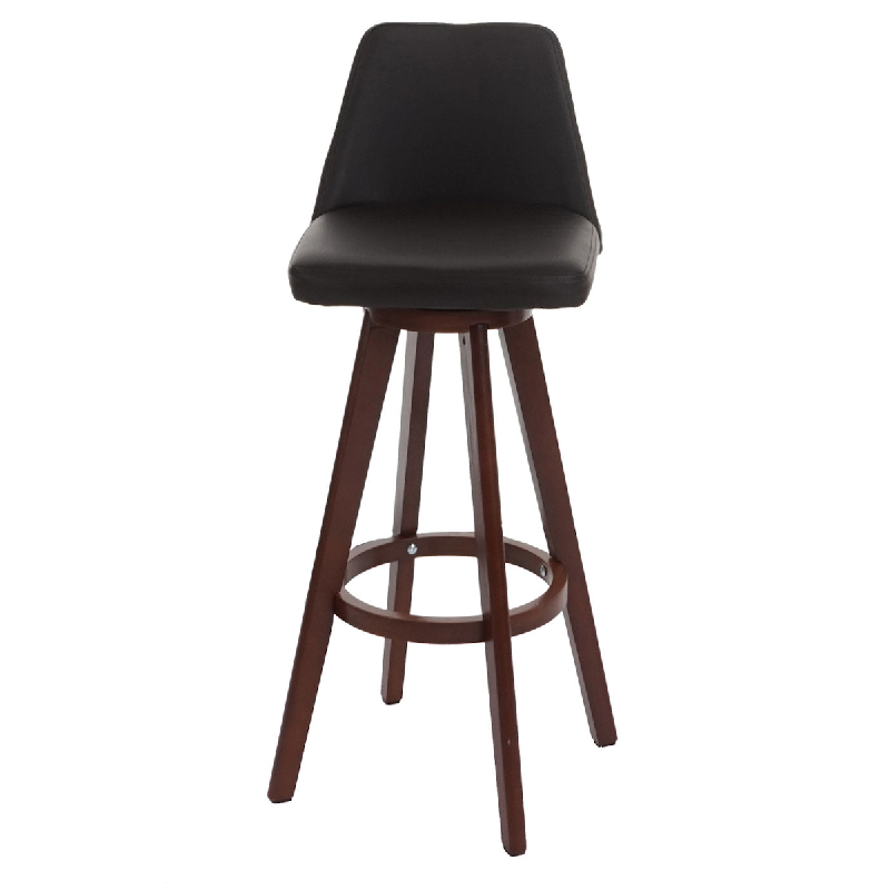 Décoshop26 - Tabouret de bar chaise de comptoir en synthétique marron pivotant pieds en bois foncé 04_0005277 - marron 3000128532695_0