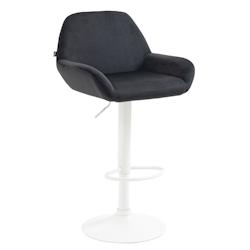 Décoshop26 - Tabouret de bar en velours rembourré noir base trompette métal blanc mat TDB10416 - blanc 3000458469609_0