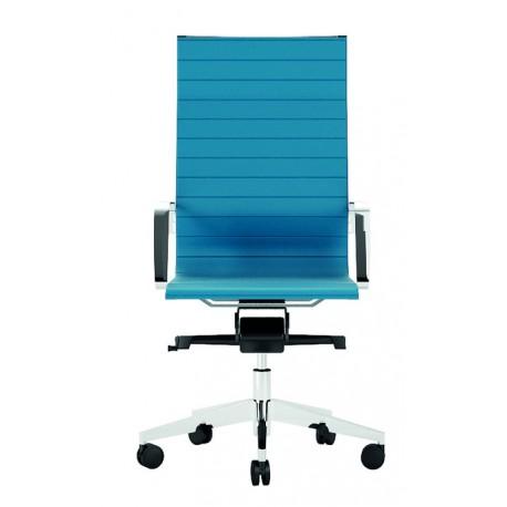 Fauteuil direction DIVA - finition cuir - structure acier chromé - dossier avec appui-tête_0