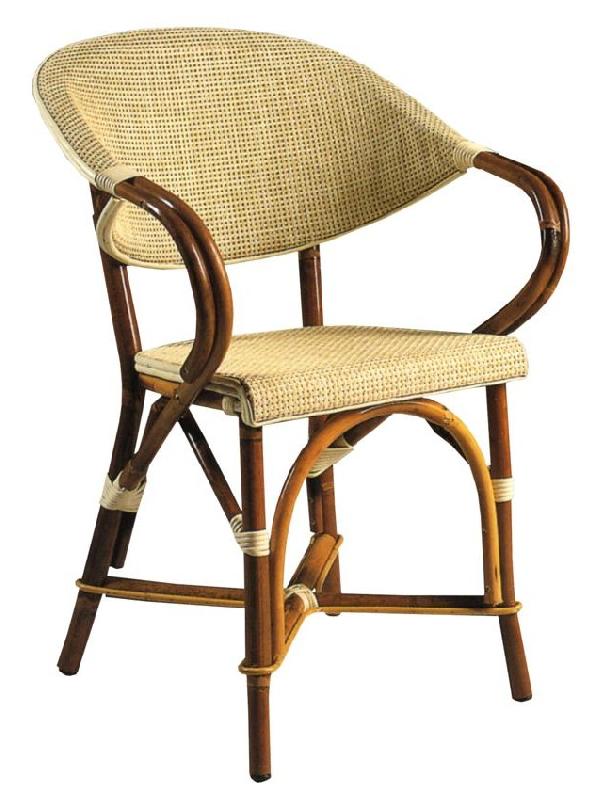 Fauteuil Romy - châssis en rotin noyer ou naturel - assise et dos en Batyline personnalisables_0