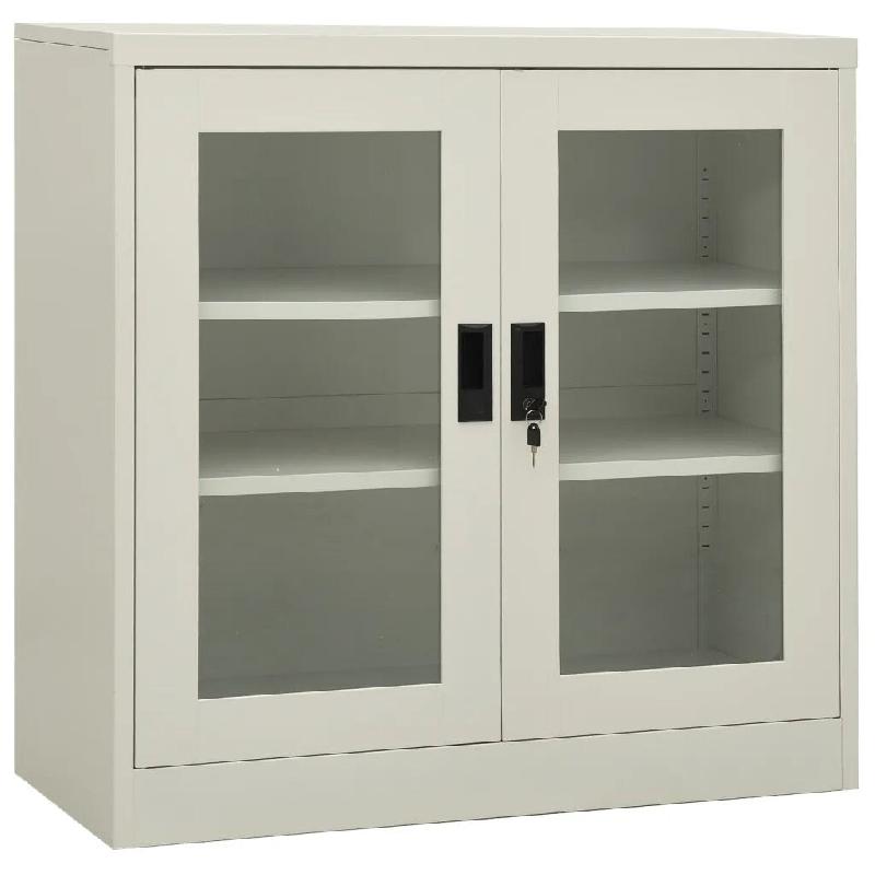 Helloshop26 - Armoire de bureau gris clair 90 x 40 x 90 cm avec 2 étagères réglables design iconique en acier gris clair 02_0046803 - gris verre 30_0